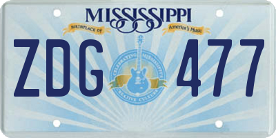 MS license plate ZDG477