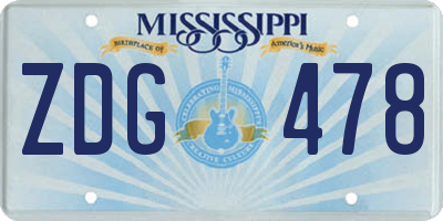 MS license plate ZDG478
