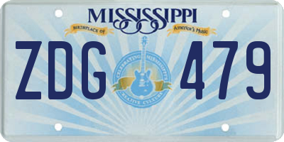 MS license plate ZDG479