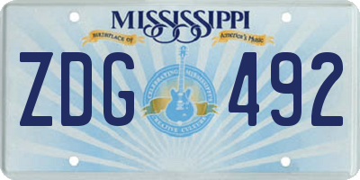 MS license plate ZDG492