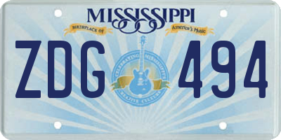 MS license plate ZDG494