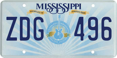MS license plate ZDG496