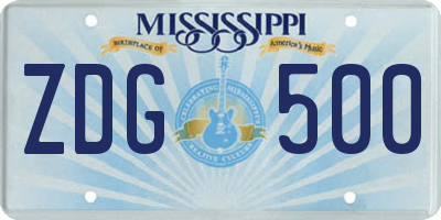MS license plate ZDG500