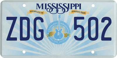 MS license plate ZDG502