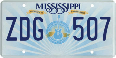 MS license plate ZDG507