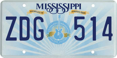 MS license plate ZDG514
