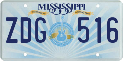 MS license plate ZDG516