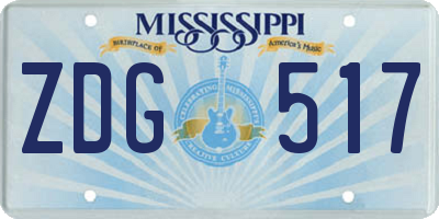 MS license plate ZDG517
