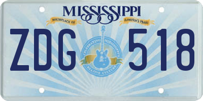 MS license plate ZDG518