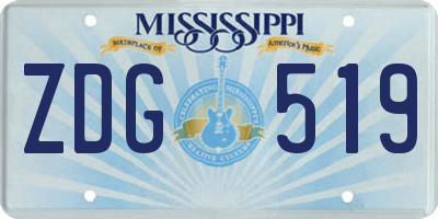 MS license plate ZDG519