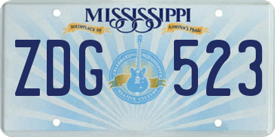 MS license plate ZDG523