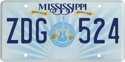 MS license plate ZDG524