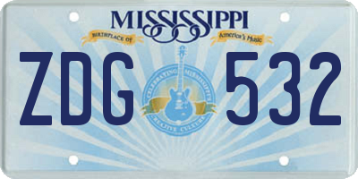 MS license plate ZDG532