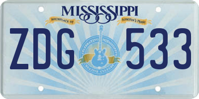MS license plate ZDG533