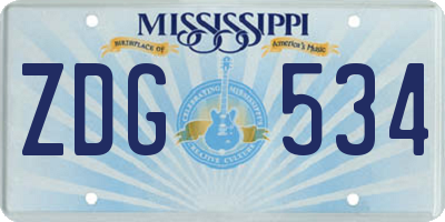 MS license plate ZDG534
