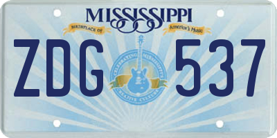 MS license plate ZDG537