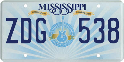 MS license plate ZDG538