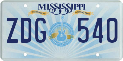 MS license plate ZDG540