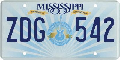 MS license plate ZDG542