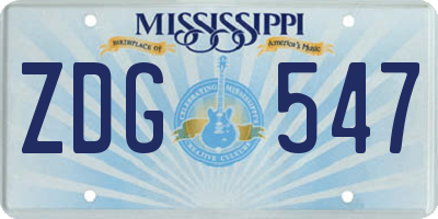 MS license plate ZDG547