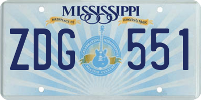 MS license plate ZDG551