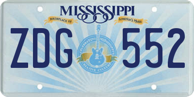 MS license plate ZDG552