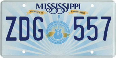 MS license plate ZDG557