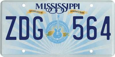 MS license plate ZDG564