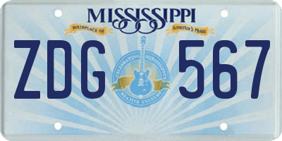 MS license plate ZDG567