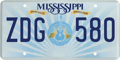 MS license plate ZDG580
