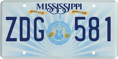 MS license plate ZDG581
