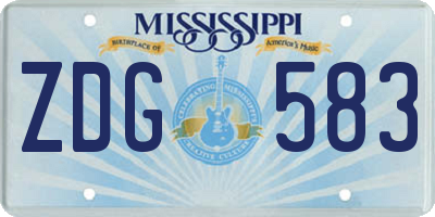 MS license plate ZDG583