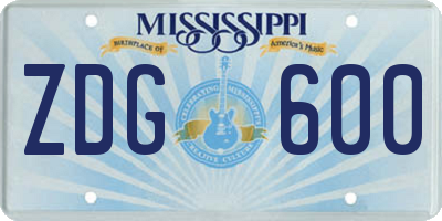 MS license plate ZDG600