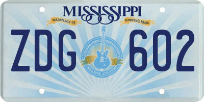 MS license plate ZDG602