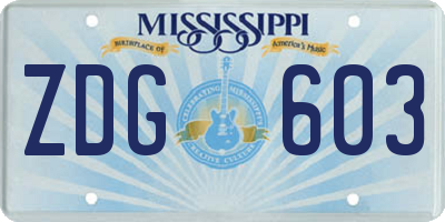 MS license plate ZDG603