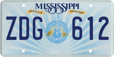 MS license plate ZDG612