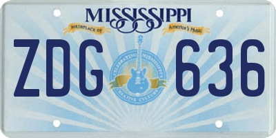 MS license plate ZDG636