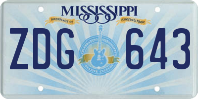 MS license plate ZDG643