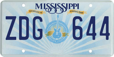 MS license plate ZDG644