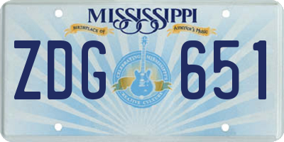 MS license plate ZDG651