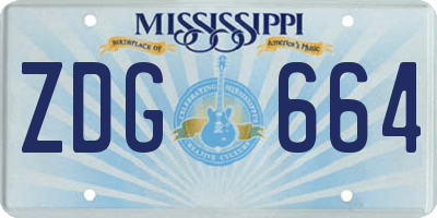 MS license plate ZDG664