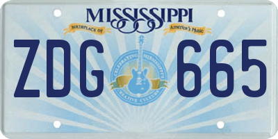 MS license plate ZDG665