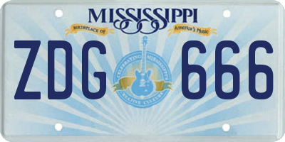 MS license plate ZDG666