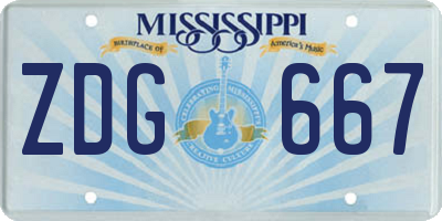 MS license plate ZDG667
