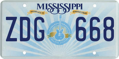 MS license plate ZDG668