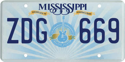 MS license plate ZDG669