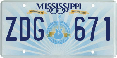 MS license plate ZDG671