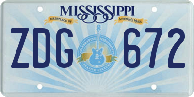MS license plate ZDG672