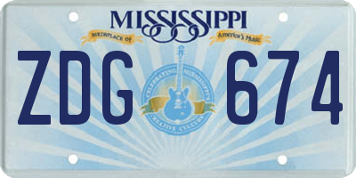 MS license plate ZDG674