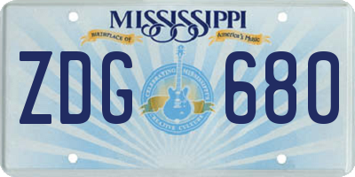 MS license plate ZDG680